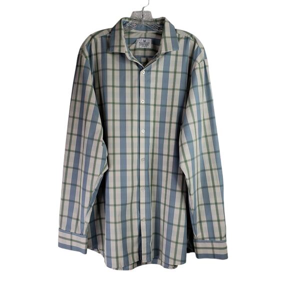 Mizzen Main Shirt Men’s Size XXL Trim Fit Long Sleeve Button Up Plaid Blue - Picture 2 of 10